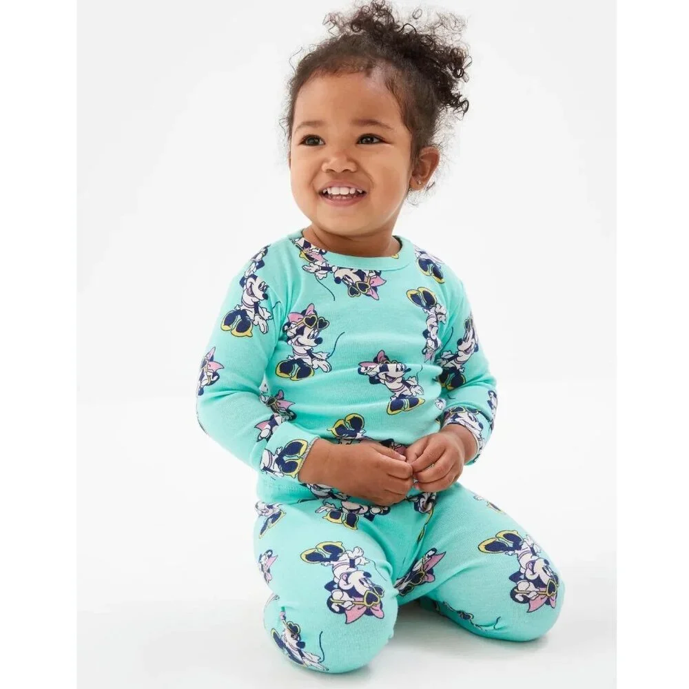 Gap Disney Minnie Mouse Blue Long Sleeve Organic Pajama PJ Set 5T